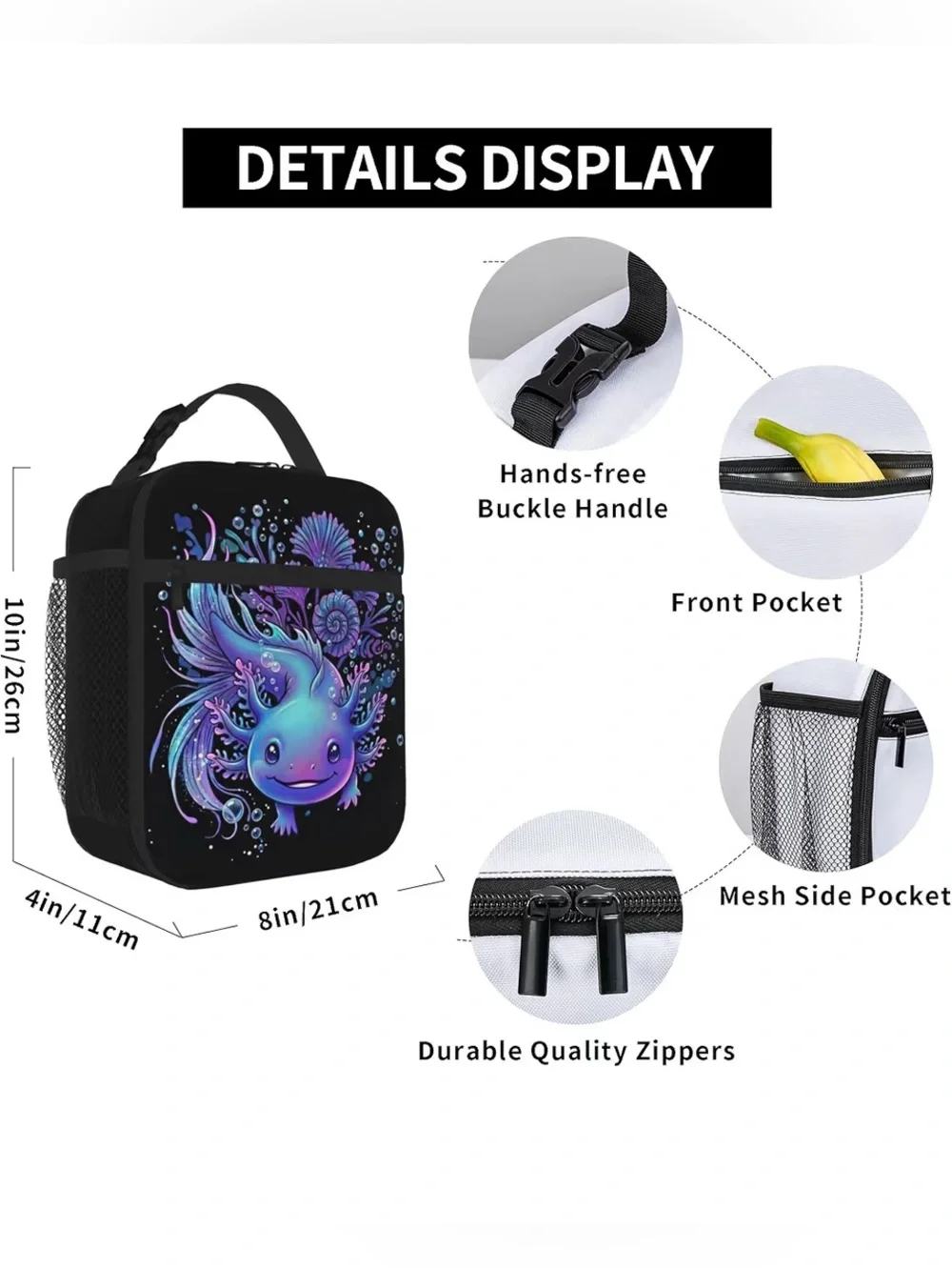 Axolotl Insulated Lunch Box for Kids,